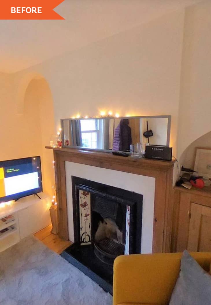 Before and After A Plain Fireplace’s RenterFriendly Redo Only Cost